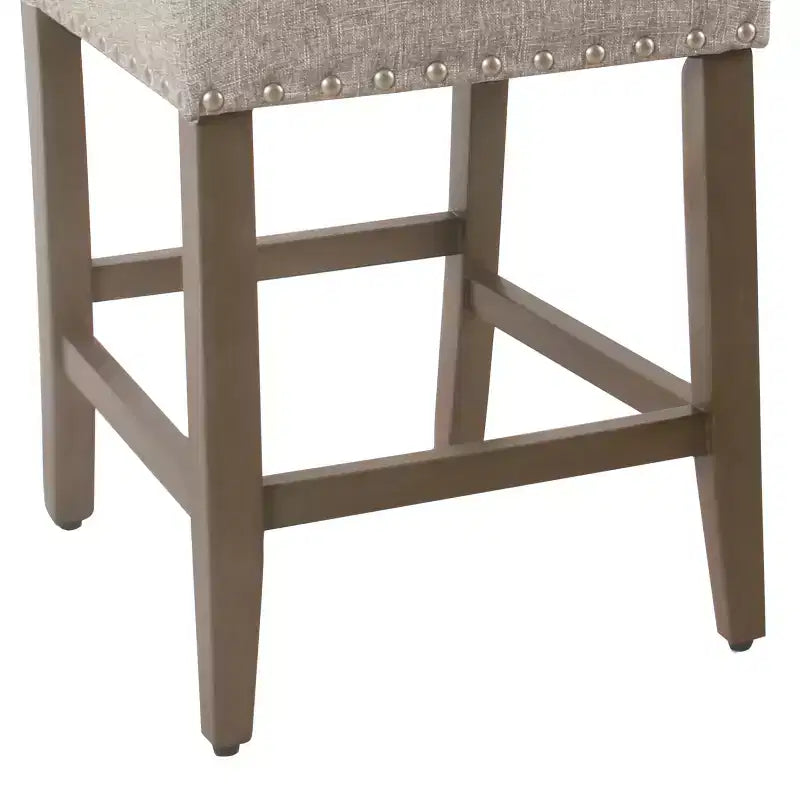 Taburete de bar tapizado de 24" de altura para mostrador con tachuelas - HomePop