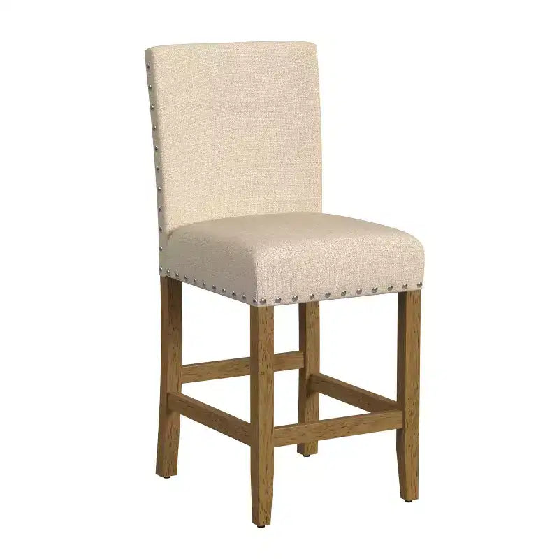 Taburete de bar tapizado de 24" de altura para mostrador con tachuelas - HomePop