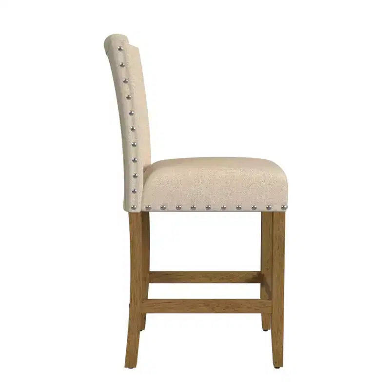 Taburete de bar tapizado de 24" de altura para mostrador con tachuelas - HomePop