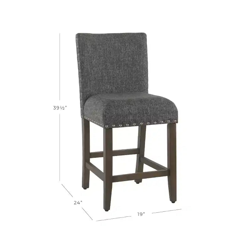 Taburete de bar tapizado de 24" de altura para mostrador con tachuelas - HomePop