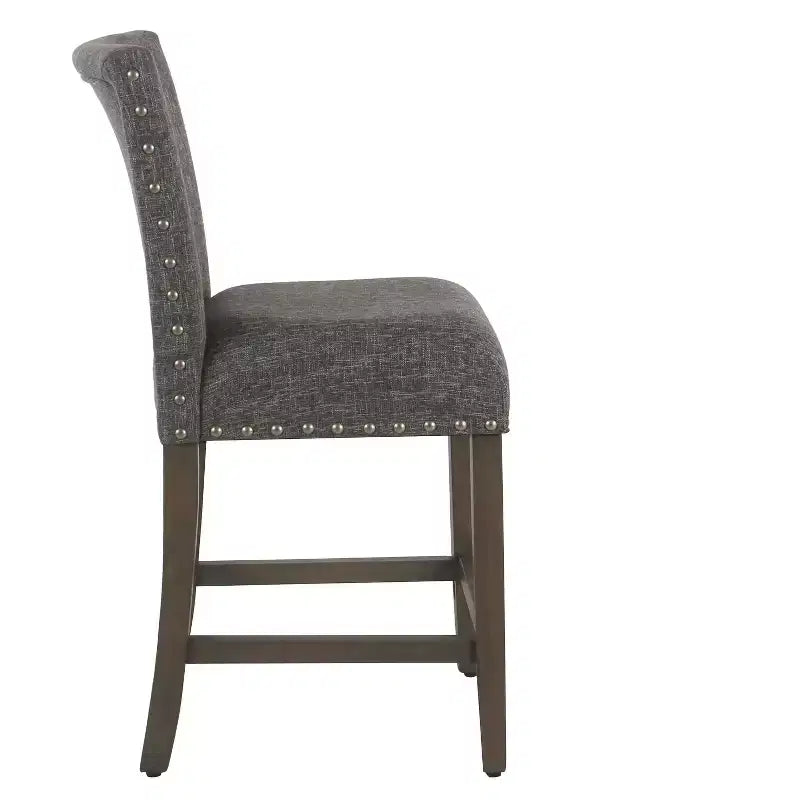 Taburete de bar tapizado de 24" de altura para mostrador con tachuelas - HomePop