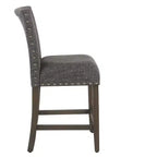 Taburete de bar tapizado de 24" de altura para mostrador con tachuelas - HomePop
