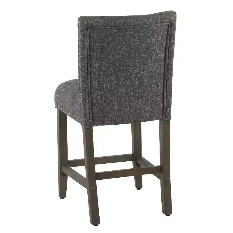 Taburete de bar tapizado de 24" de altura para mostrador con tachuelas - HomePop