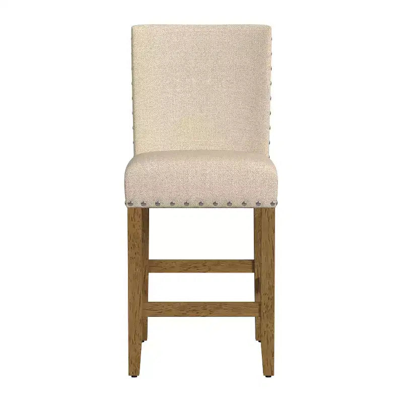 Taburete de bar tapizado de 24" de altura para mostrador con tachuelas - HomePop
