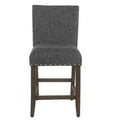Taburete de bar tapizado de 24" de altura para mostrador con tachuelas - HomePop
