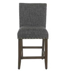Taburete de bar tapizado de 24" de altura para mostrador con tachuelas - HomePop