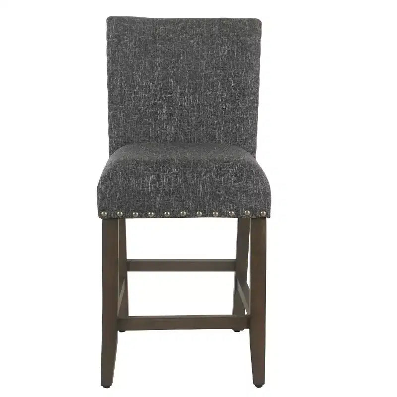Taburete de bar tapizado de 24" de altura para mostrador con tachuelas - HomePop