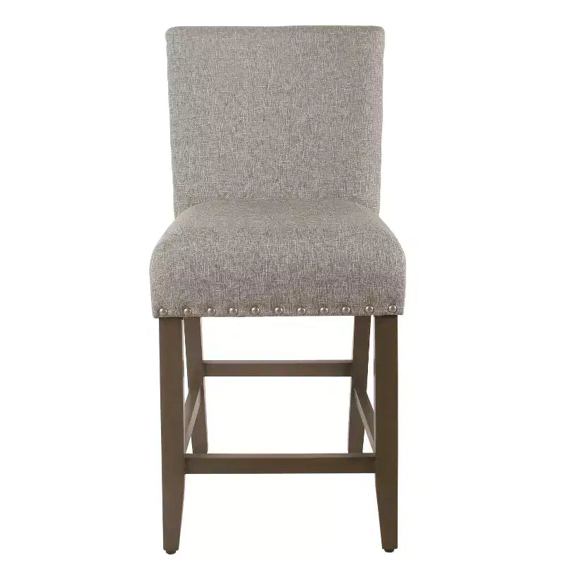 Taburete de bar tapizado de 24" de altura para mostrador con tachuelas - HomePop