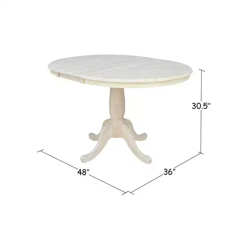Mesa de comedor de pedestal redonda de 36 pulgadas con 12 hojas abatibles - International Concepts