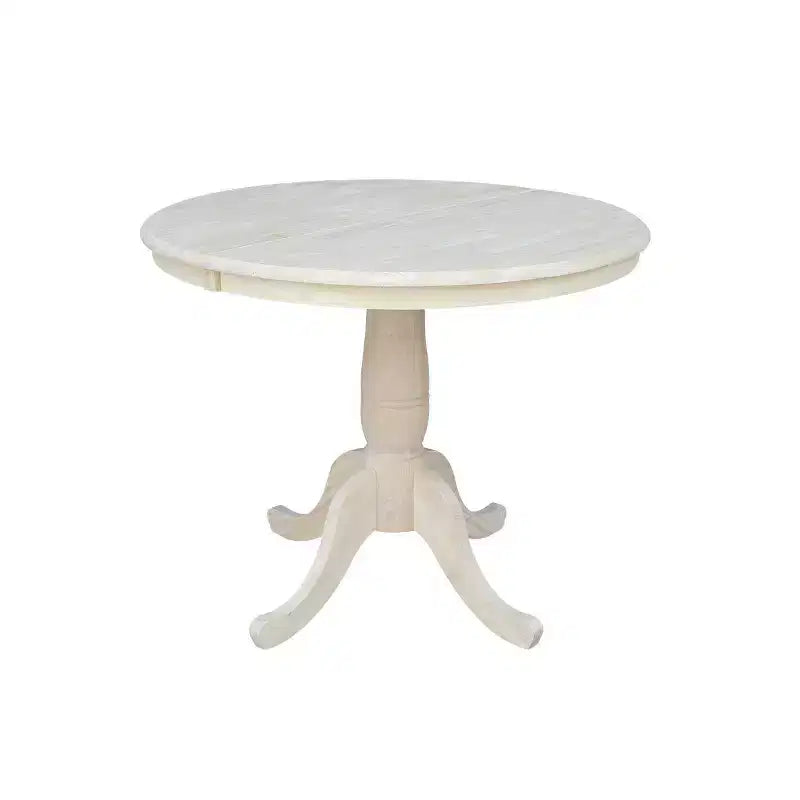 Mesa de comedor de pedestal redonda de 36 pulgadas con 12 hojas abatibles - International Concepts
