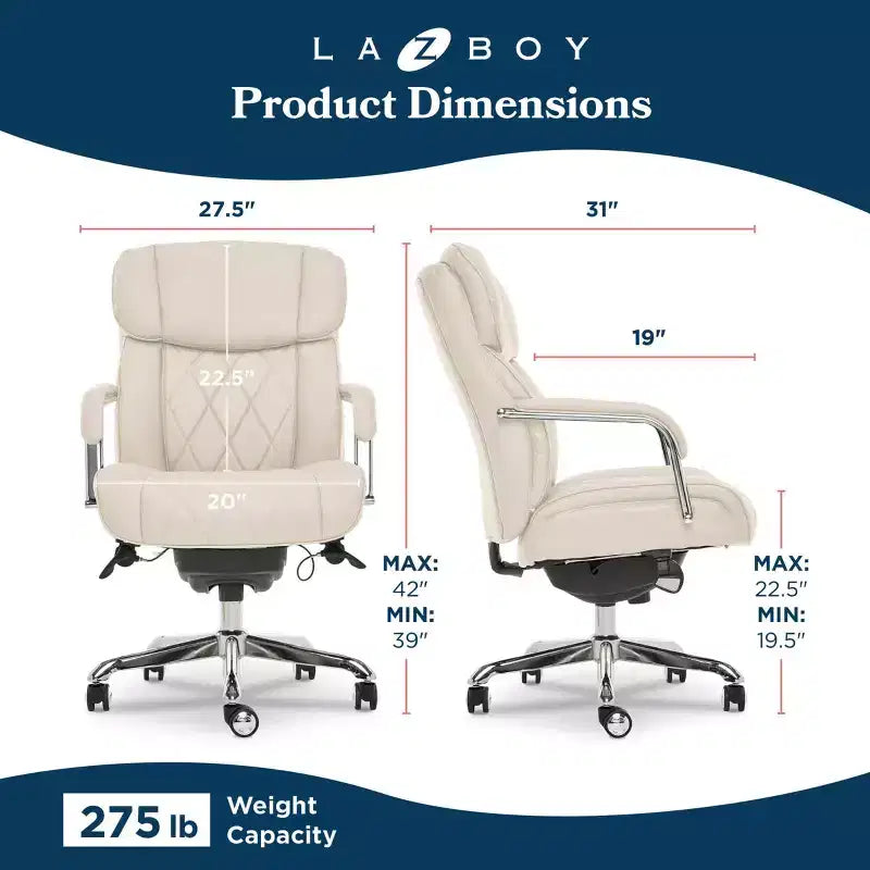 Sillón de oficina Sutherland de cuero acolchado con reposabrazos acolchados - La-Z-Boy