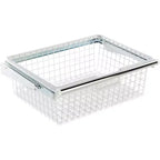 Cesta de almacenamiento deslizante de alambre metálico Rubbermaid para kits organizadores de armarios, blanca