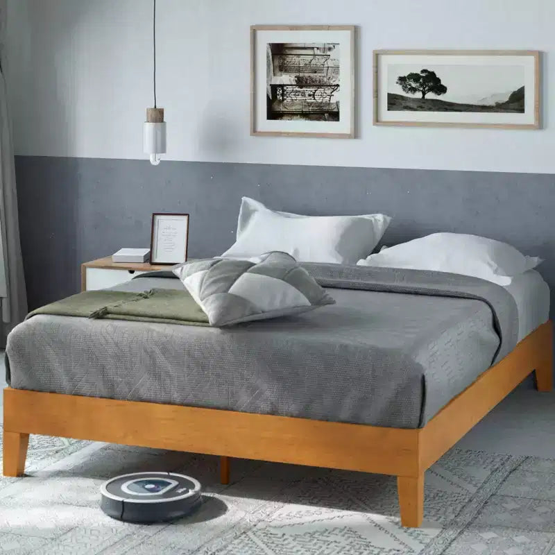 Cama con Plataforma Alexis Deluxe de Madera Rústica de Pino de 12 pulgadas - Zinus