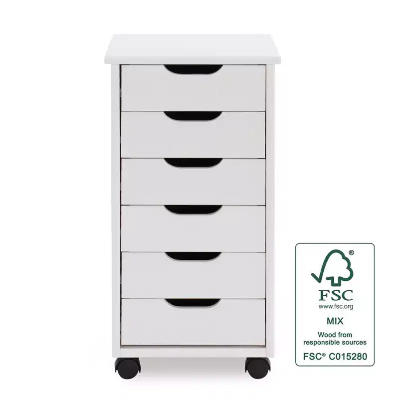 Carro de almacenamiento rodante de 6 cajones Cary - Linon