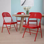 Flash Furniture Paquete de 4 Sillas Plegables Metálicas de la Serie HERCULES con Doble Refuerzo