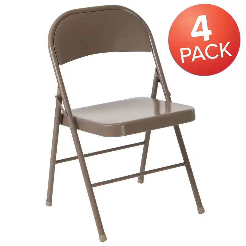 Flash Furniture Paquete de 4 Sillas Plegables Metálicas de la Serie HERCULES con Doble Refuerzo