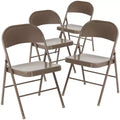 Flash Furniture Paquete de 4 Sillas Plegables Metálicas de la Serie HERCULES con Doble Refuerzo