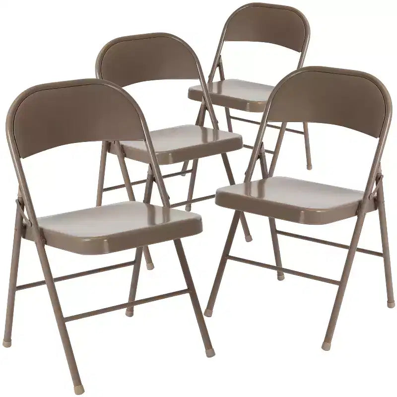 Flash Furniture Paquete de 4 Sillas Plegables Metálicas de la Serie HERCULES con Doble Refuerzo