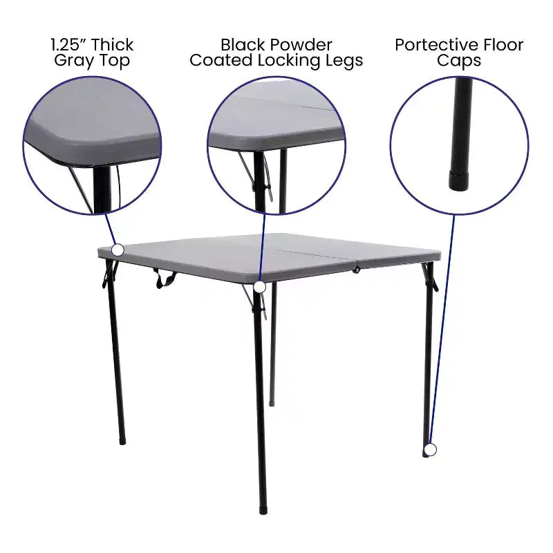 Mesa Plegable Bi-Fold Cuadrada de Plástico de 2.83 Pies de Flash Furniture con Asa de Transporte
