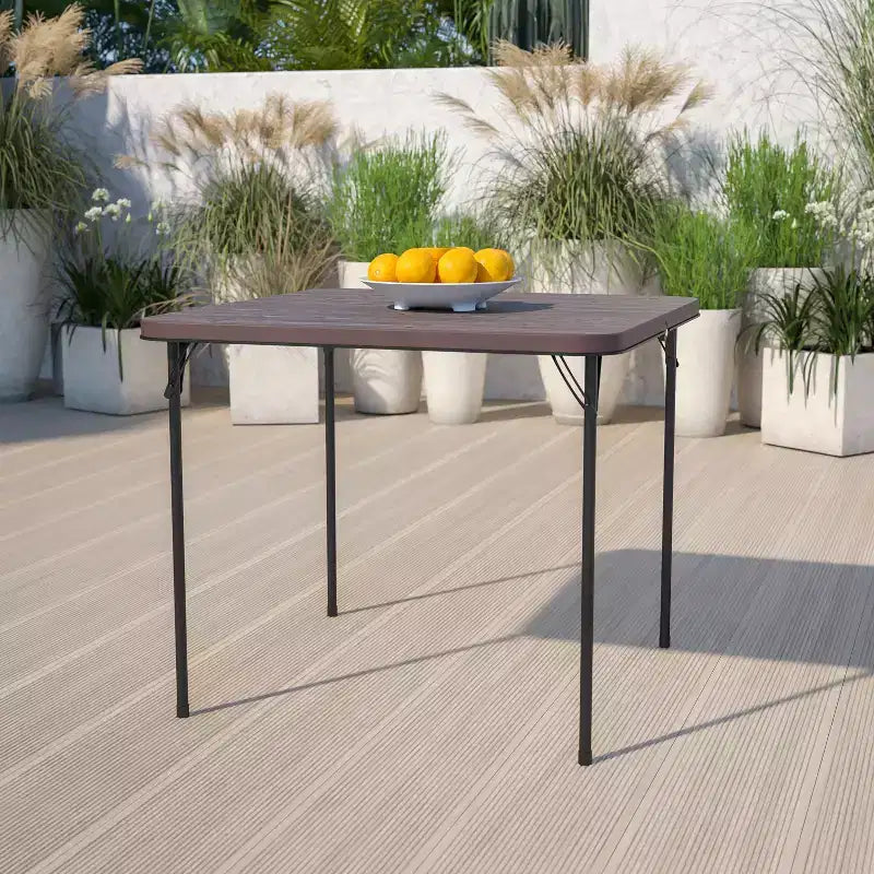 Mesa Plegable Bi-Fold Cuadrada de Plástico de 2.83 Pies de Flash Furniture con Asa de Transporte