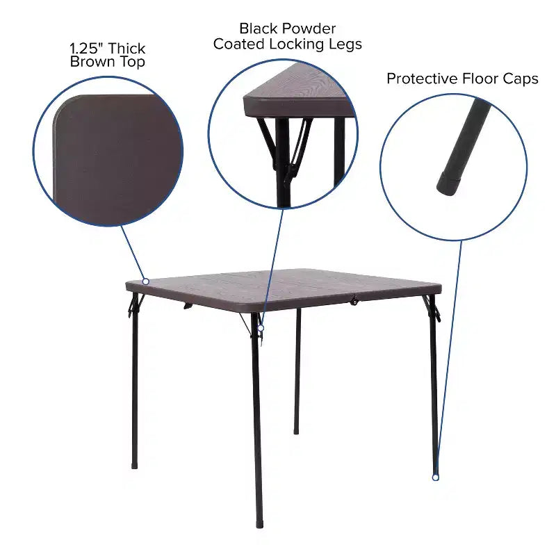 Mesa Plegable Bi-Fold Cuadrada de Plástico de 2.83 Pies de Flash Furniture con Asa de Transporte