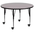 Mesa de actividades redonda laminada de 42'' de HP móvil de Flash Furniture - Patas cortas ajustables en altura
