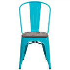 Silla apilable de metal Flash Furniture con asiento de madera