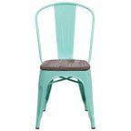 Silla apilable de metal Flash Furniture con asiento de madera