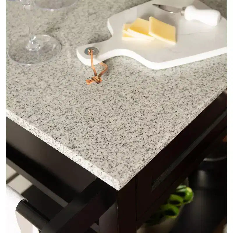 Carrito de cocina Cameron con cubierta de granito - Linon