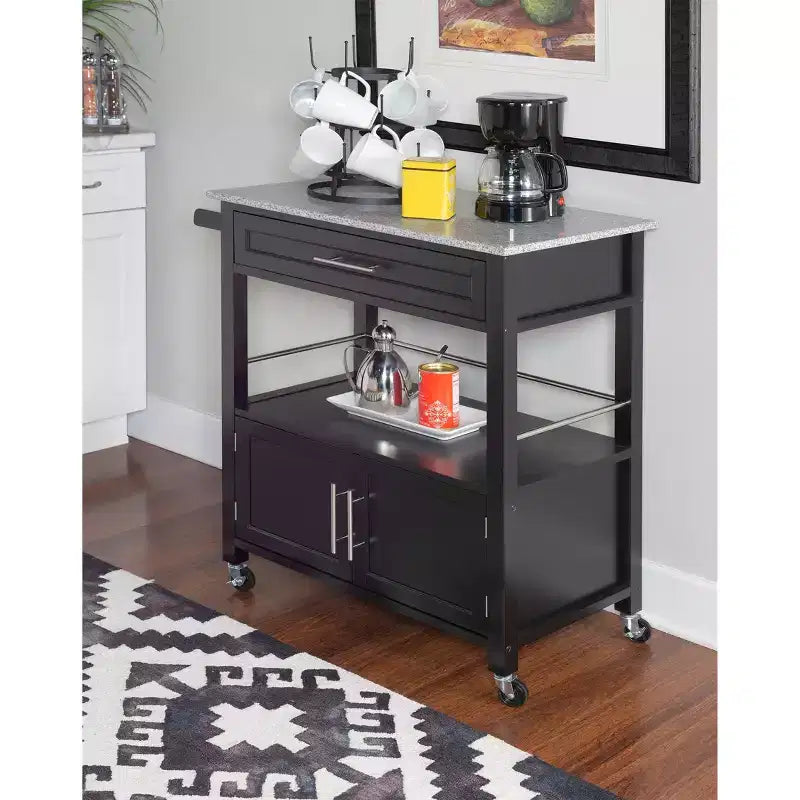 Carrito de cocina Cameron con cubierta de granito - Linon