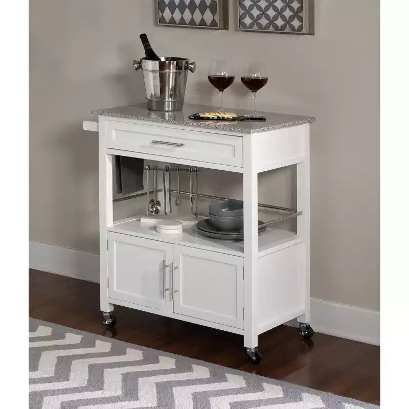 Carrito de cocina Cameron con cubierta de granito - Linon