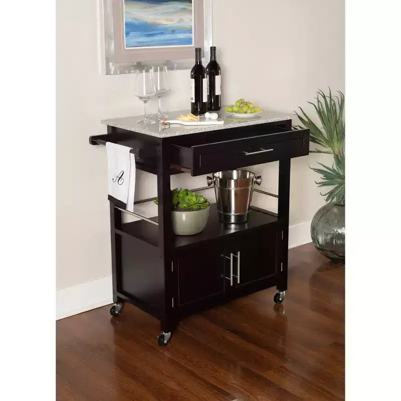 Carrito de cocina Cameron con cubierta de granito - Linon