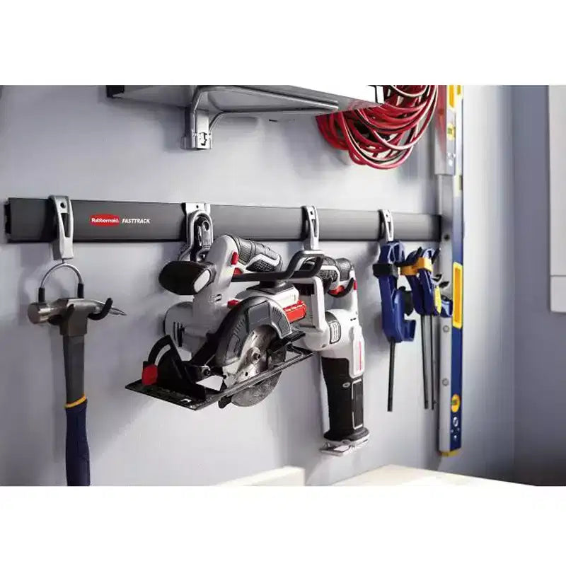 Riel horizontal de pared de acero FastTrack y gancho de pared vertical de Rubbermaid