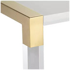 55 Downing Street Hanna Mesa Auxiliar de Acrílico Fundido Moderno de 23 1/2 x 24 Transparente Dorado para Sala de Estar, Dormitorio, Mesita de Noche, Entrada, Oficina, Hogar