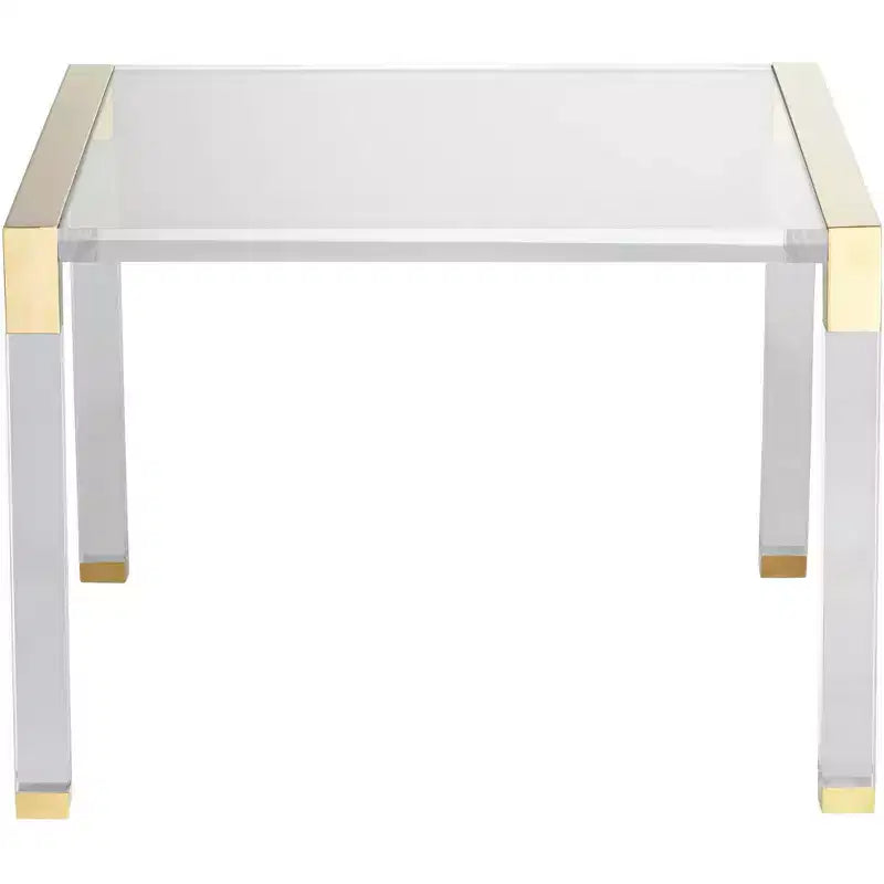 55 Downing Street Hanna Mesa Auxiliar de Acrílico Fundido Moderno de 23 1/2 x 24 Transparente Dorado para Sala de Estar, Dormitorio, Mesita de Noche, Entrada, Oficina, Hogar