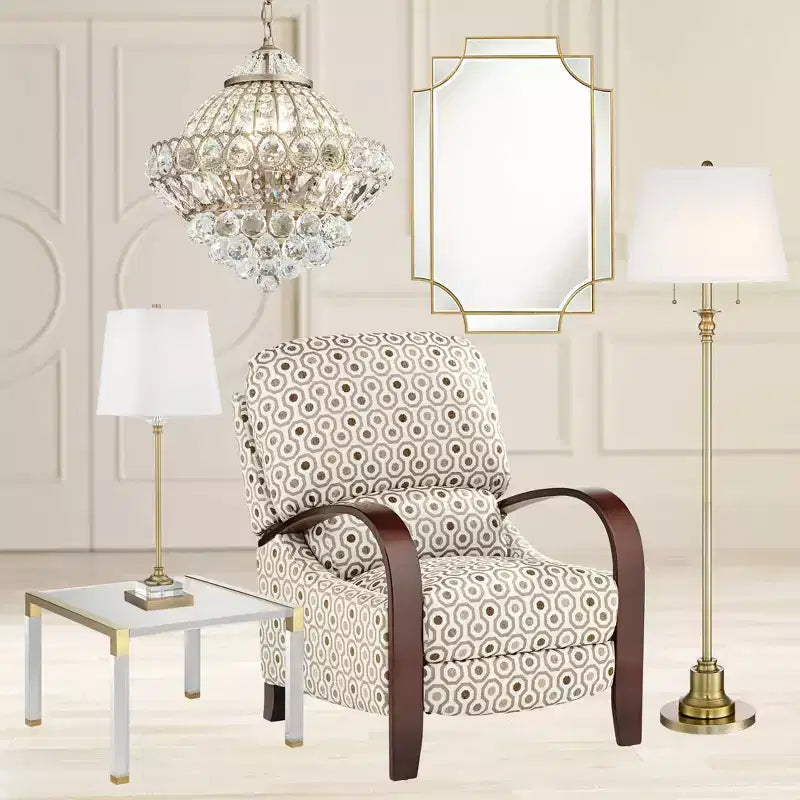 55 Downing Street Hanna Mesa Auxiliar de Acrílico Fundido Moderno de 23 1/2 x 24 Transparente Dorado para Sala de Estar, Dormitorio, Mesita de Noche, Entrada, Oficina, Hogar