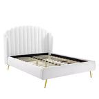 Cama de plataforma con respaldo alado de terciopelo Queen Lana Performance - Modway