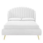 Cama de plataforma con respaldo alado de terciopelo Queen Lana Performance - Modway