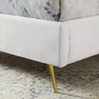 Cama de plataforma con respaldo alado de terciopelo Queen Lana Performance - Modway
