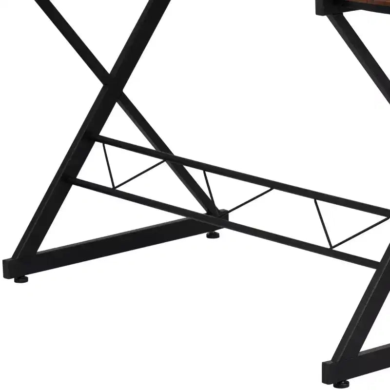 Escritorio para computadora en forma de L de laminado de teca con bandeja deslizante para teclado de Flash Furniture