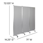 Pizarra magnética móvil de doble cara Flash Furniture/Separador de tela con ruedas bloqueables, 72 de alto x 24 de ancho (3 secciones incluidas)