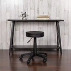 Taburete de doctor ajustable negro Flash Furniture con ruedas y asiento ergonómico moldeado