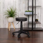 Taburete de doctor ajustable negro Flash Furniture con ruedas y asiento ergonómico moldeado