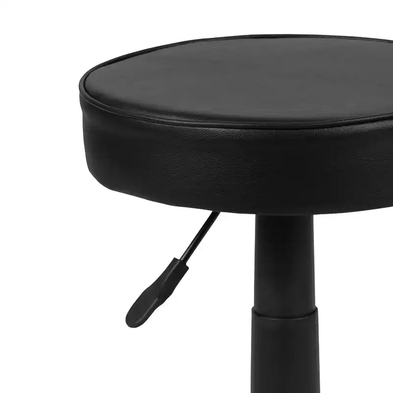 Taburete de doctor ajustable negro Flash Furniture con ruedas y asiento ergonómico moldeado