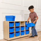ECR4Kids Armario móvil con 12 cubículos y 15 cajones delanteros, 3x4, Muebles infantiles