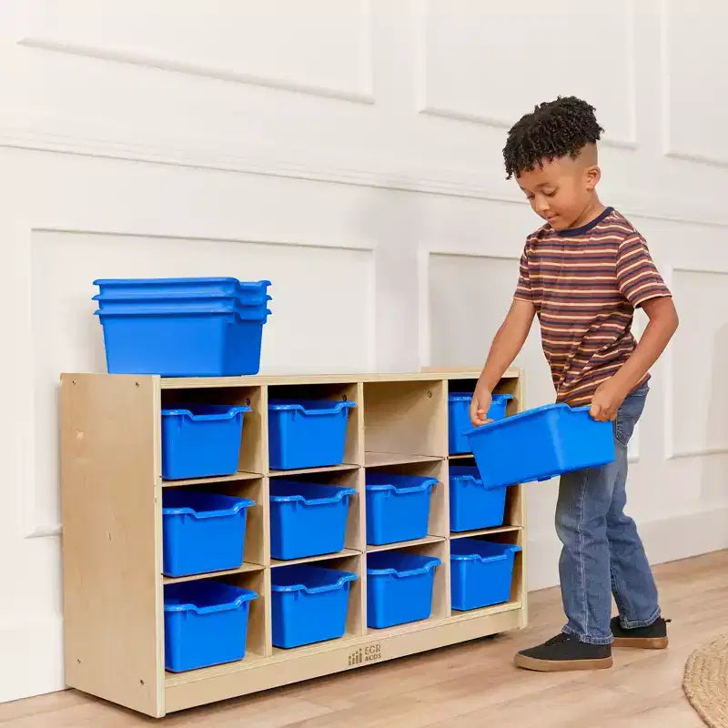 ECR4Kids Armario móvil con 12 cubículos y 15 cajones delanteros, 3x4, Muebles infantiles