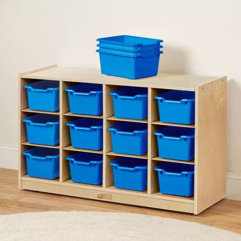 ECR4Kids Armario móvil con 12 cubículos y 15 cajones delanteros, 3x4, Muebles infantiles