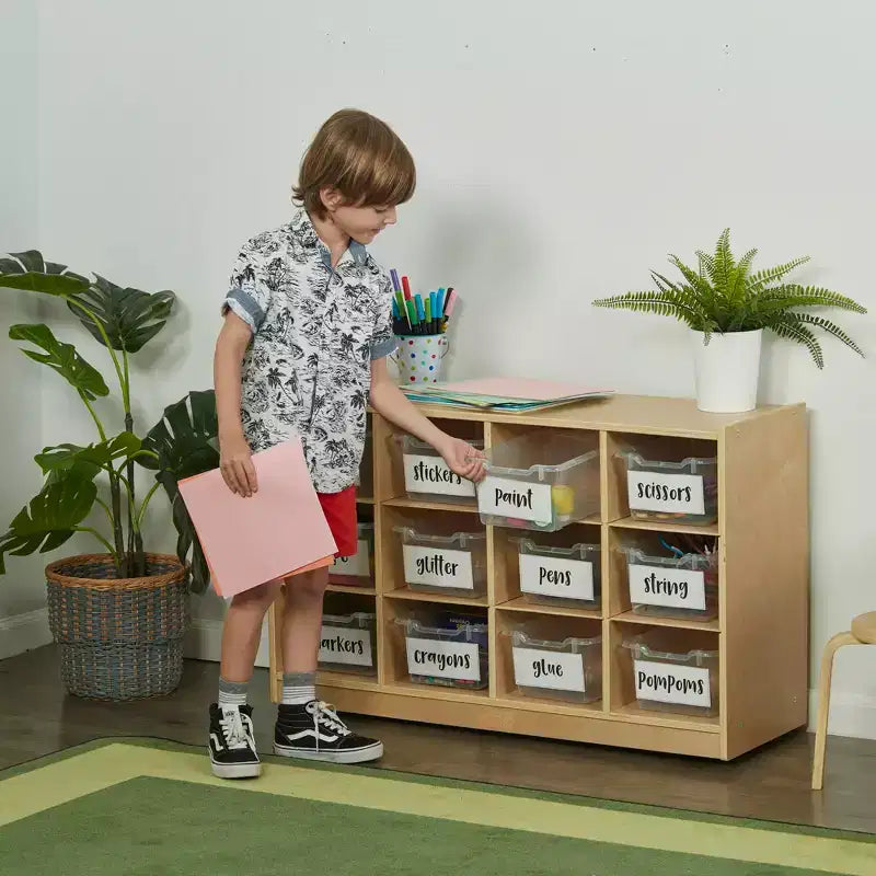 ECR4Kids Armario móvil con 12 cubículos y 15 cajones delanteros, 3x4, Muebles infantiles