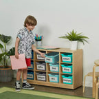 ECR4Kids Armario móvil con 12 cubículos y 15 cajones delanteros, 3x4, Muebles infantiles