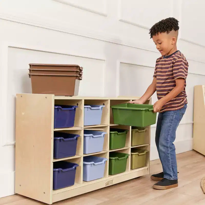 ECR4Kids Armario móvil con 12 cubículos y 15 cajones delanteros, 3x4, Muebles infantiles